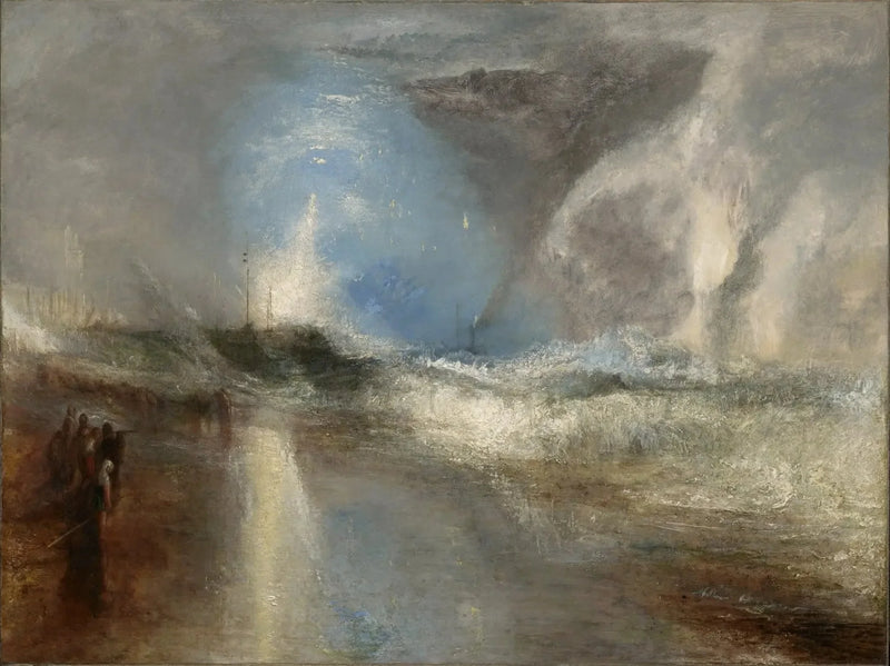Raketteja ja sinisiä valoja (lähellä) varoittamaan höyrylaivoja matalikosta - J. M. W. Turner