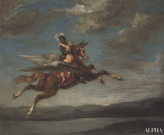 Roger enlevant Angélique sur l’hippogriffe - Eugène Delacroix - Reproductions de tableaux et peintures haut de gamme