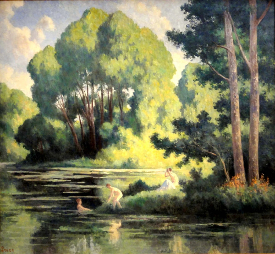 Rolleboise, uinti pienessä haarassa - Maximilien Luce