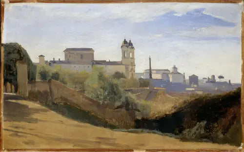 Rooma, Monte Pincio ja Pyhän Kolminaisuuden kukkulat, nähtynä Ranskan akatemian puutarhoista - Jean-Baptiste Camille Corot