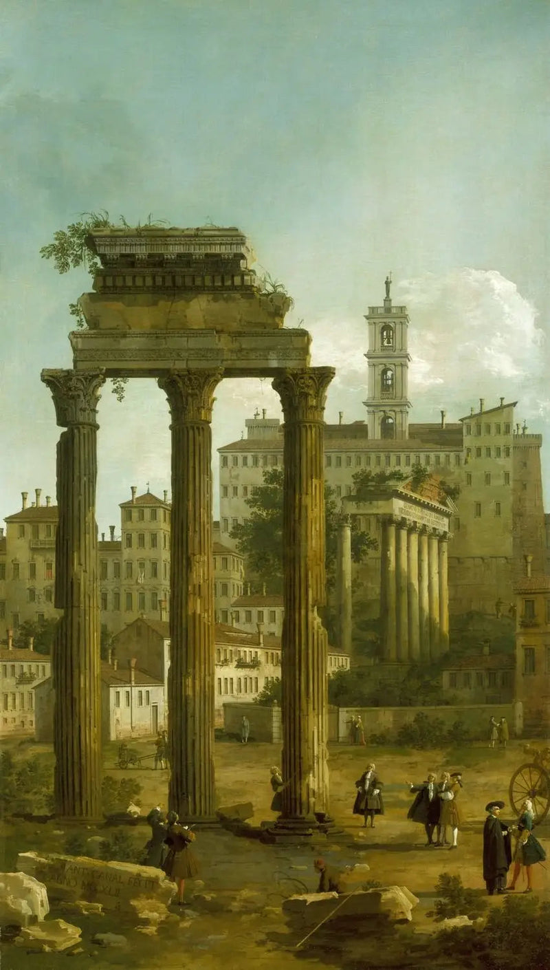 Rooma: Forum-rakennusten rauniot Capitolinus-vuorelta katsottuna - Canaletto