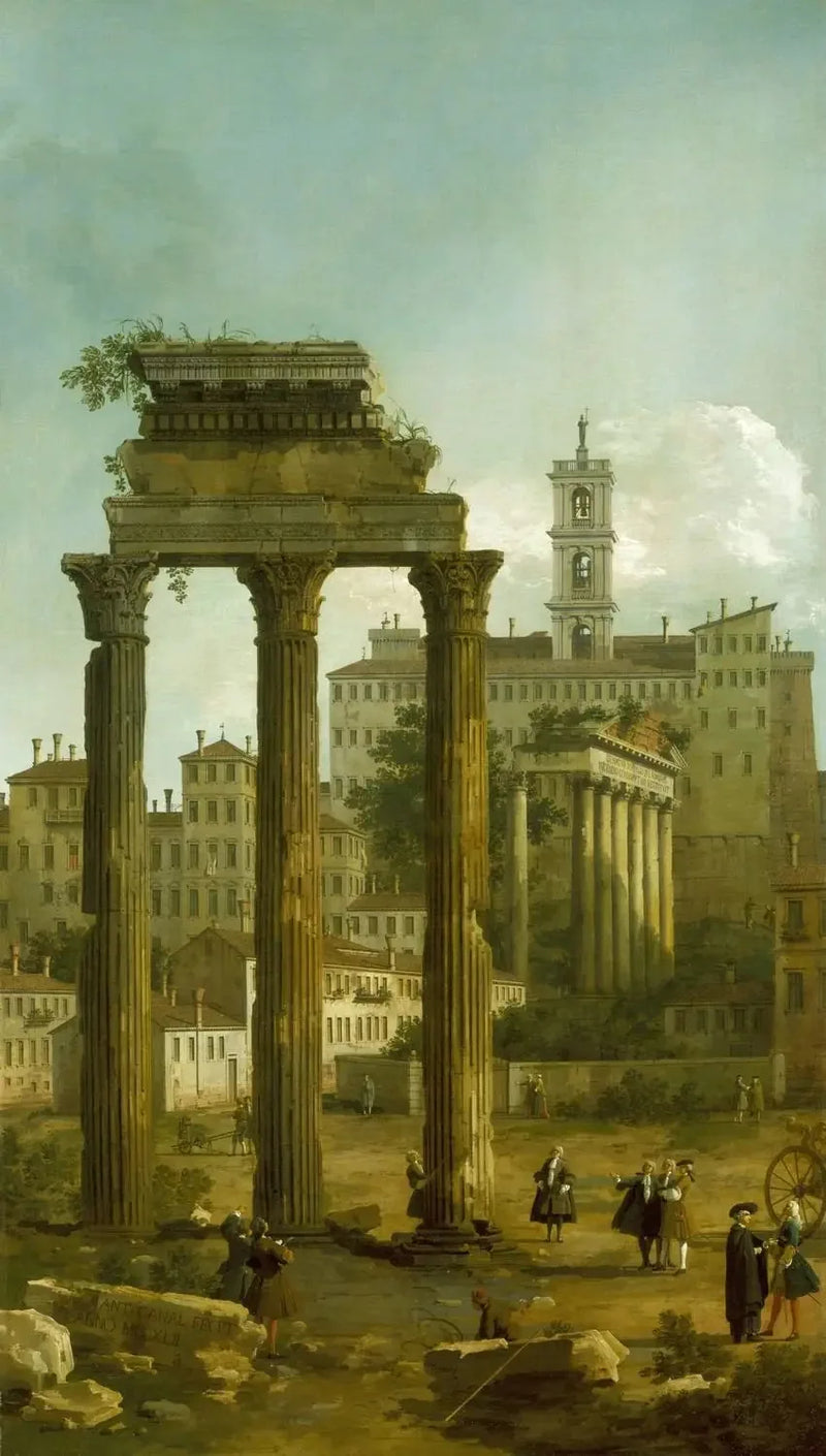 Rooma: Forum-rakennusten rauniot Capitolinus-vuorelta katsottuna - Canaletto