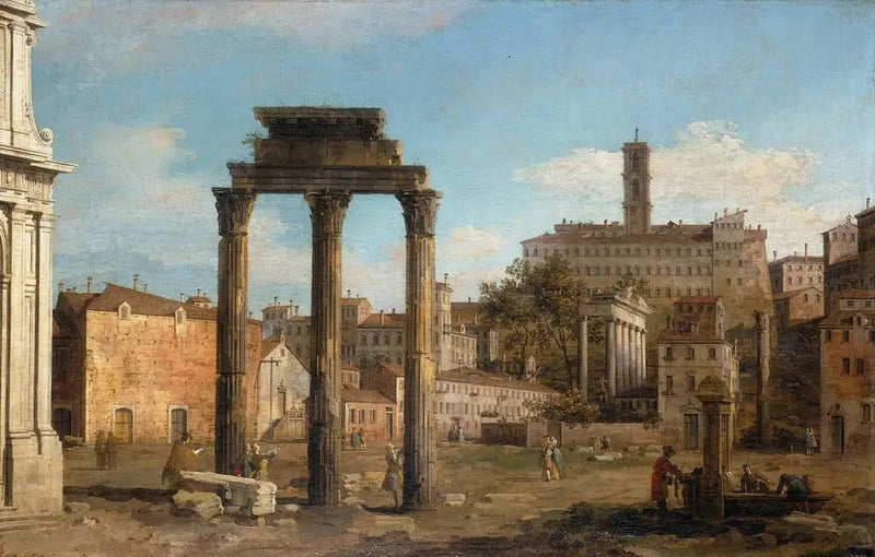 Rooma : Forum-rakennusten rauniot, Capitolinuksen suuntaan - Canaletto
