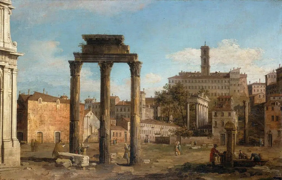 Rooma : Forum-rakennusten rauniot, Capitolinuksen suuntaan - Canaletto