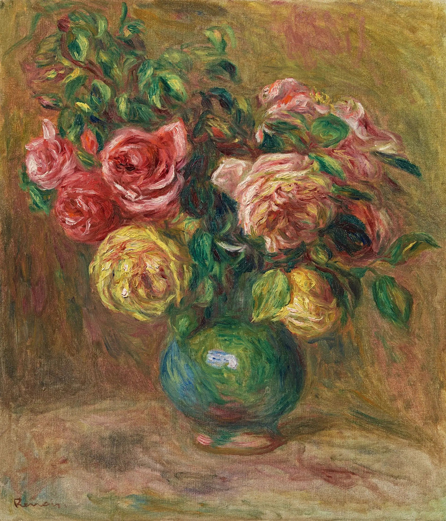 Ruusut vihreässä maljakossa - Pierre-Auguste Renoir