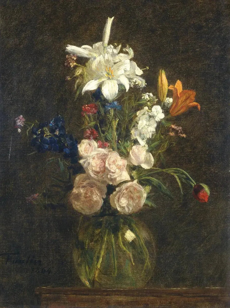 Ruusut ja liljat maljakossa - Henri Fantin-Latour