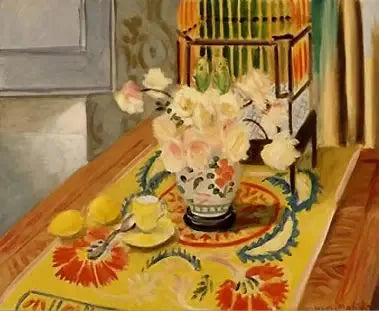 Keltaiset ruusut papukaijaverkossa - Henri Matisse