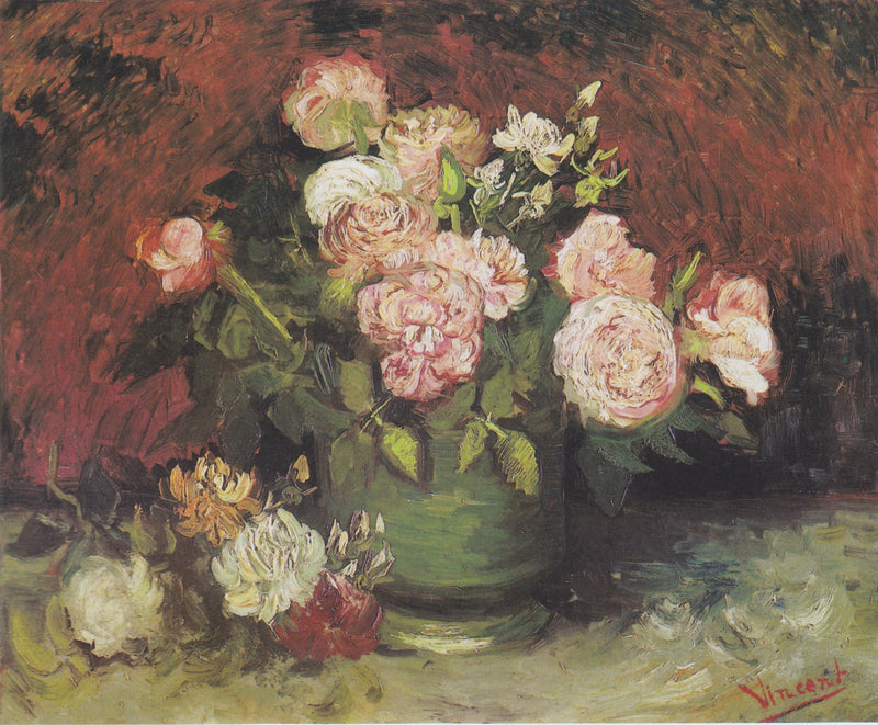 Malja pionien ja ruusujen kanssa - Vincent van Gogh