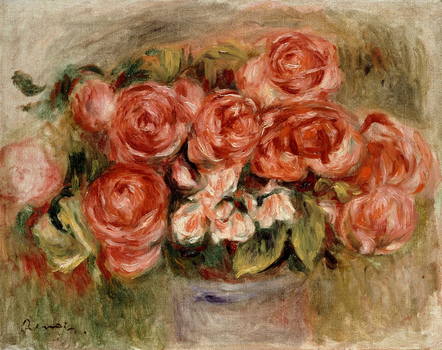 Ruusujen stillife maljassa - Pierre-Auguste Renoir