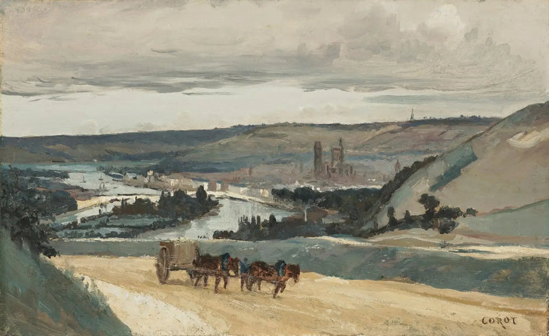 Rouen, näkymä kukkuloista, jotka hallitsevat kaupunkia - Jean-Baptiste Camille Corot