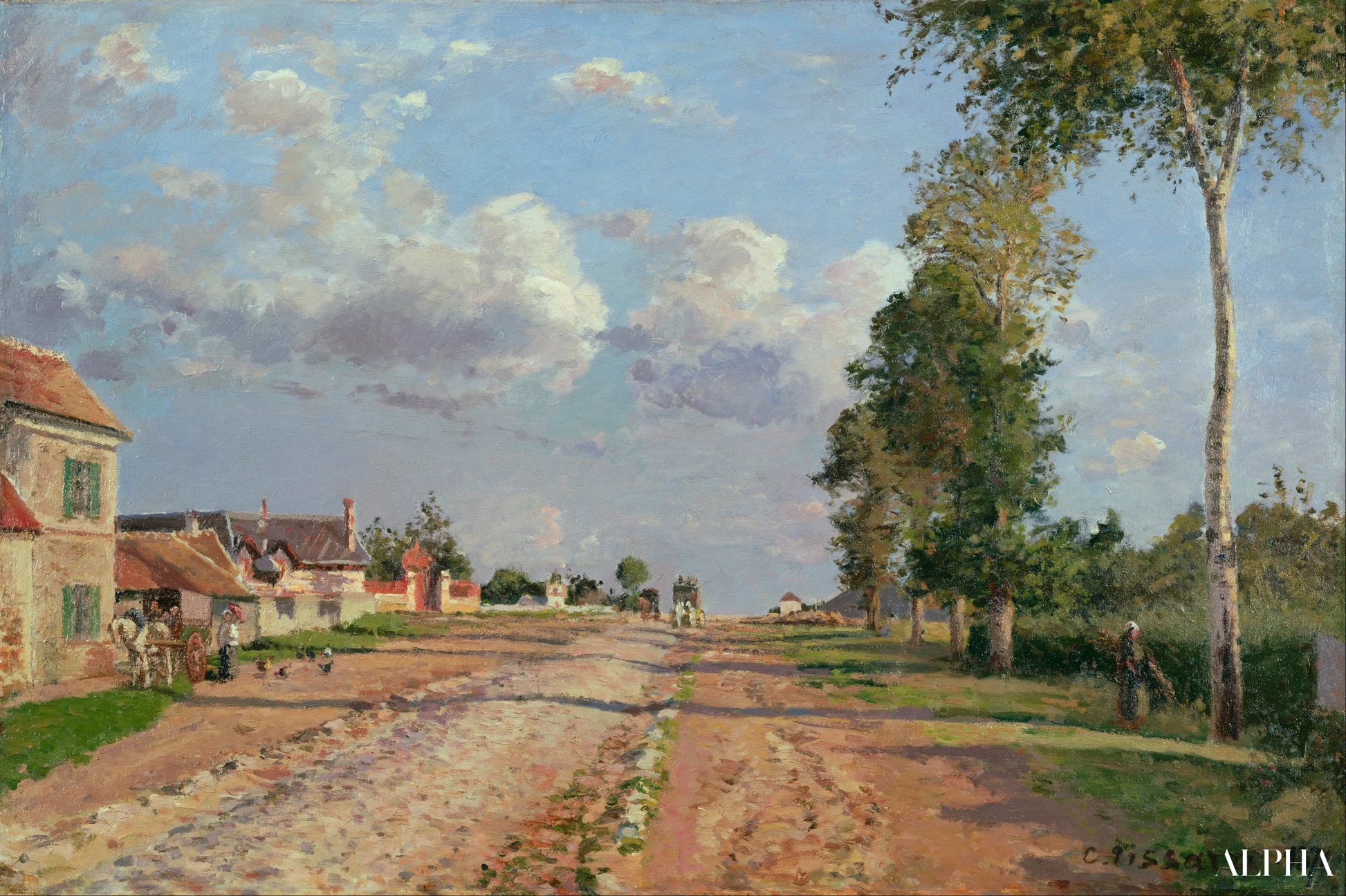 Route de Versailles, Rocquencourt - Camille Pissarro - Korkealaatuiset taulujen ja maalauksien reproduktiot
