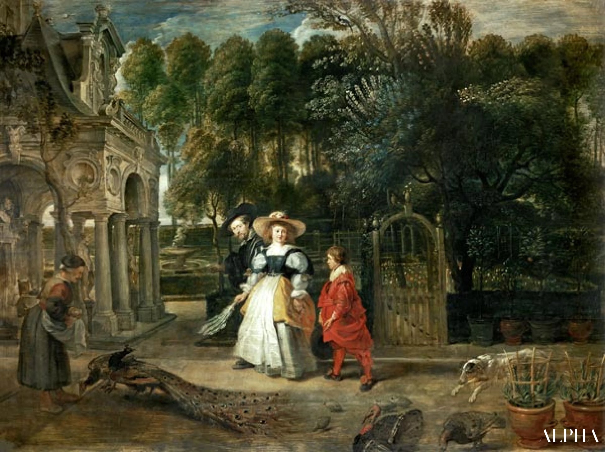 Rubens puutarhassaan Hélène Fourmentin kanssa - Peter Paul Rubens - Taulujen ja korkealaatuisten maalauksien reproduktiot