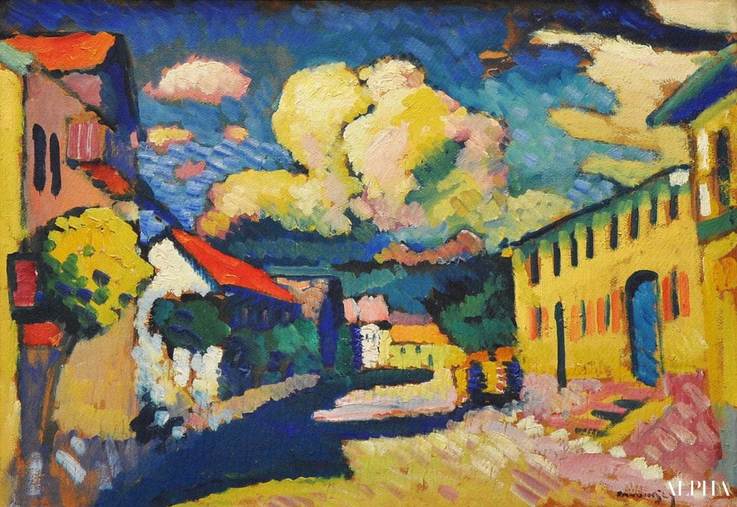 Katu Murnau - Kyläkatu - Vassily Kandinsky - Korkealaatuiset taulujen ja maalauksien reproduktiot