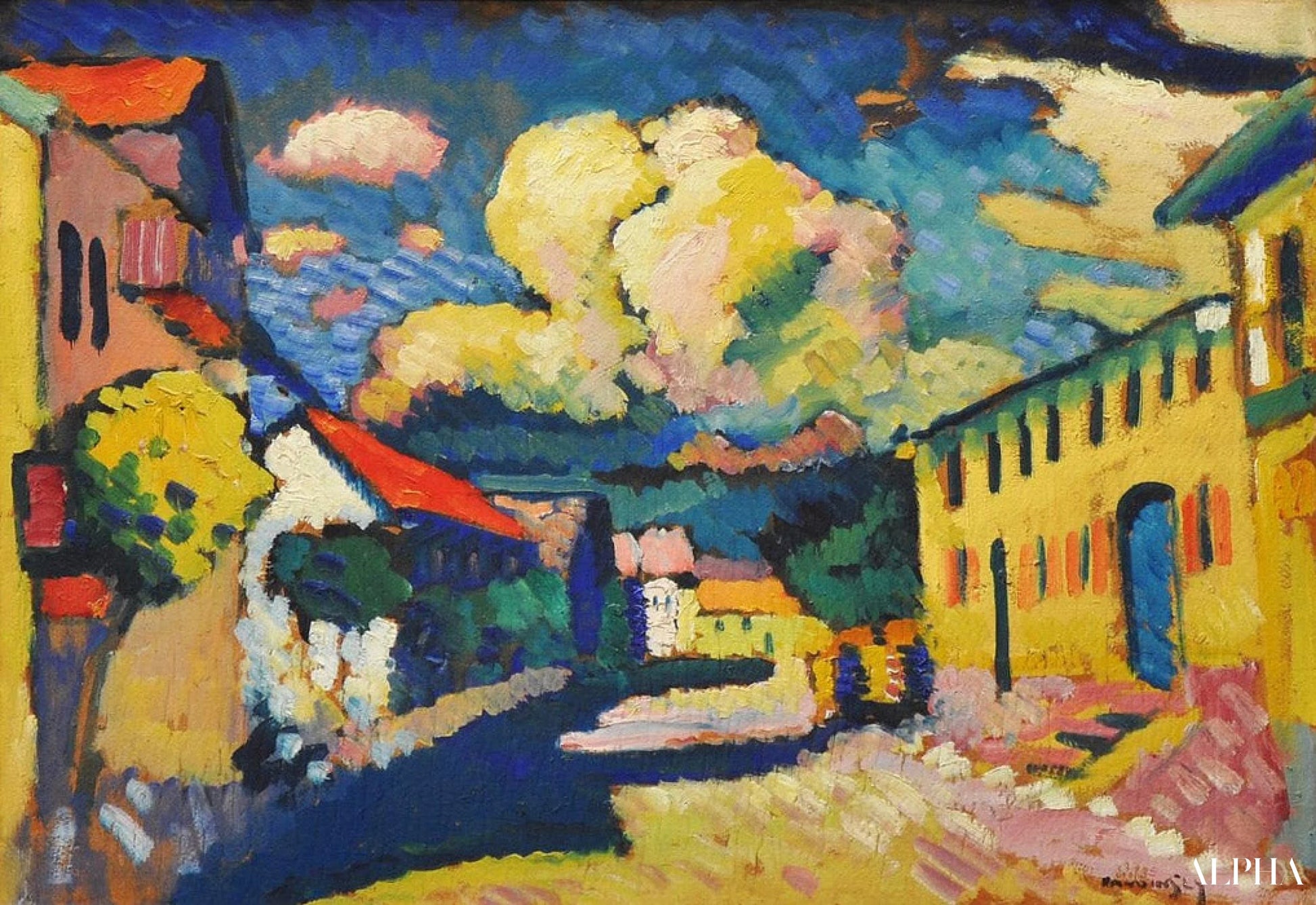 Katu Murnau - Kyläkatu - Vassily Kandinsky - Korkealaatuiset taulujen ja maalauksien reproduktiot