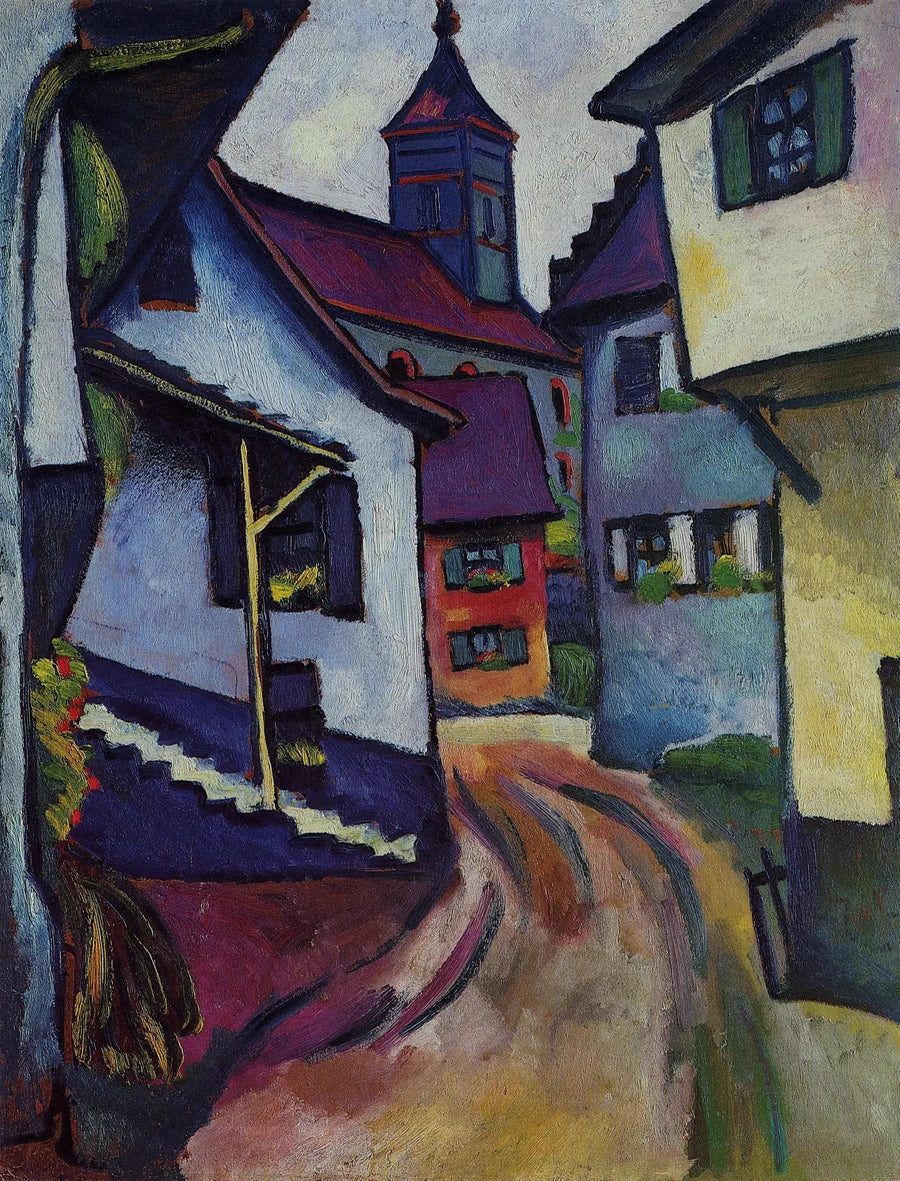 Katu kirkon kanssa Kandernissa - August Macke