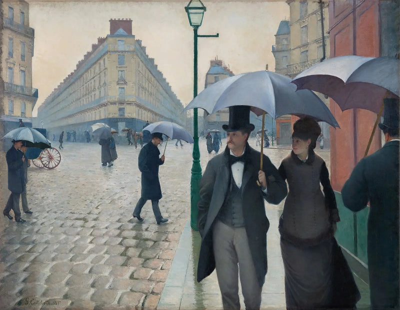 Pariisin katu, sadeaika - Gustave Caillebotte