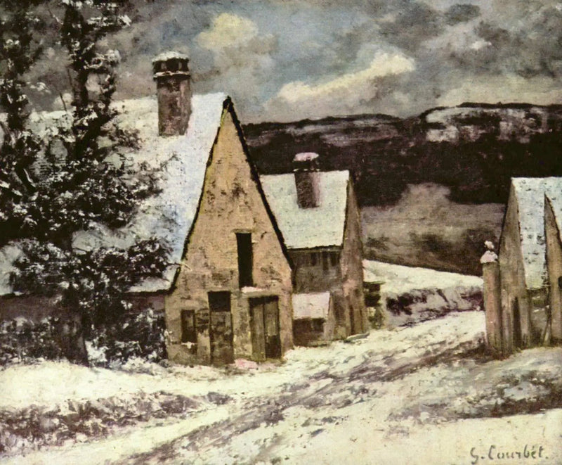 Kylän katu talvella - Gustave Courbet