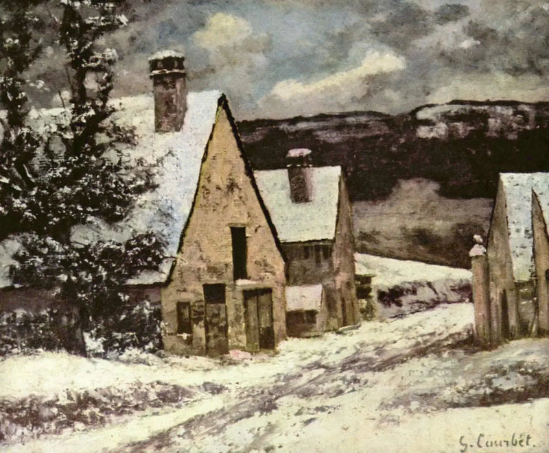 Kylän katu talvella - Gustave Courbet