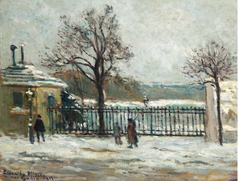 Rue Gudin, talvimaisema puutarhassa - Maximilien Luce