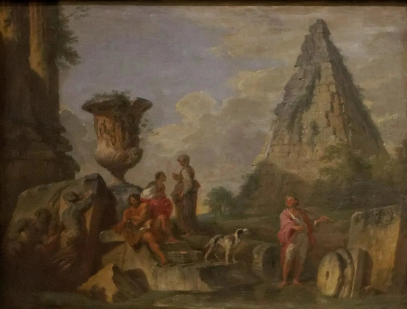 Antiikin rauniot ja Caius Cestiuksen pyramidi - Giovanni Paolo Panini