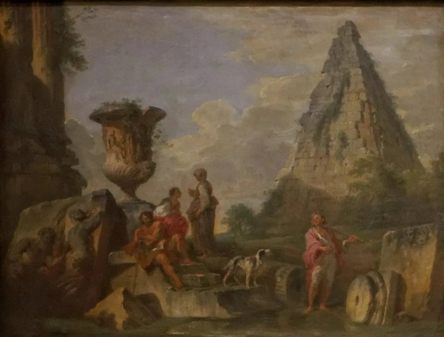 Antiikin rauniot ja Caius Cestiuksen pyramidi - Giovanni Paolo Panini