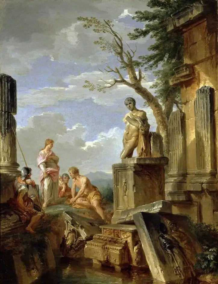 Rauniot sibyllan ja muiden hahmojen kanssa - Giovanni Paolo Panini