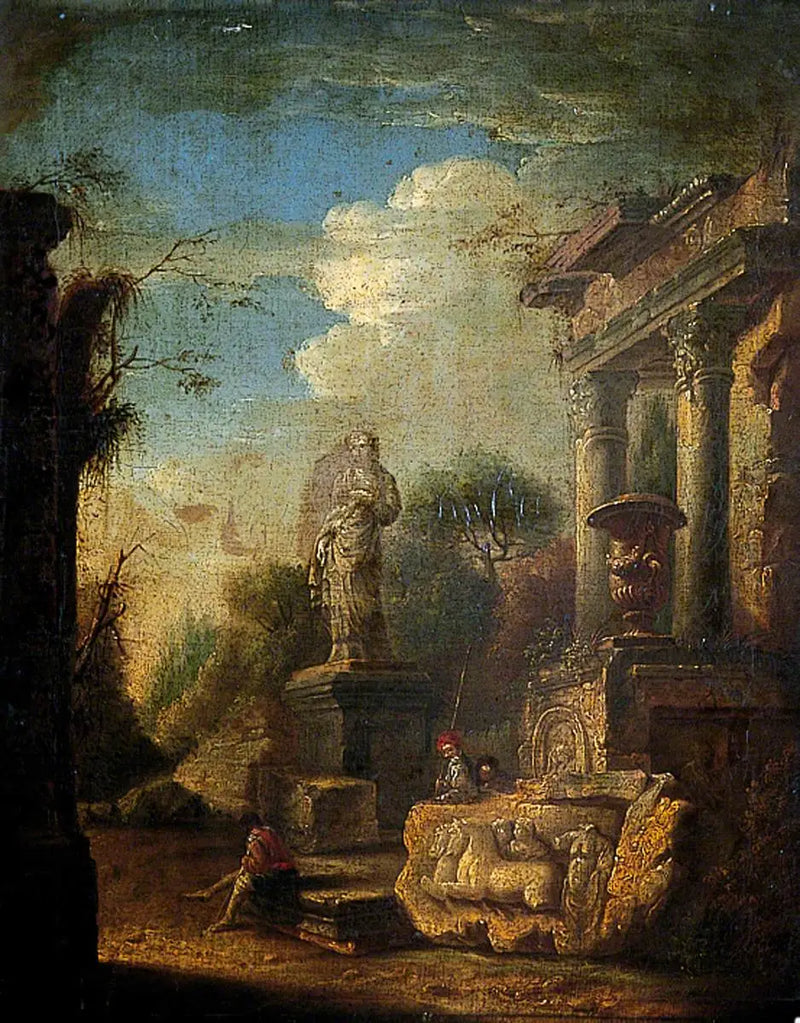 Rauniot ja veistoksen kanssa - Giovanni Paolo Panini