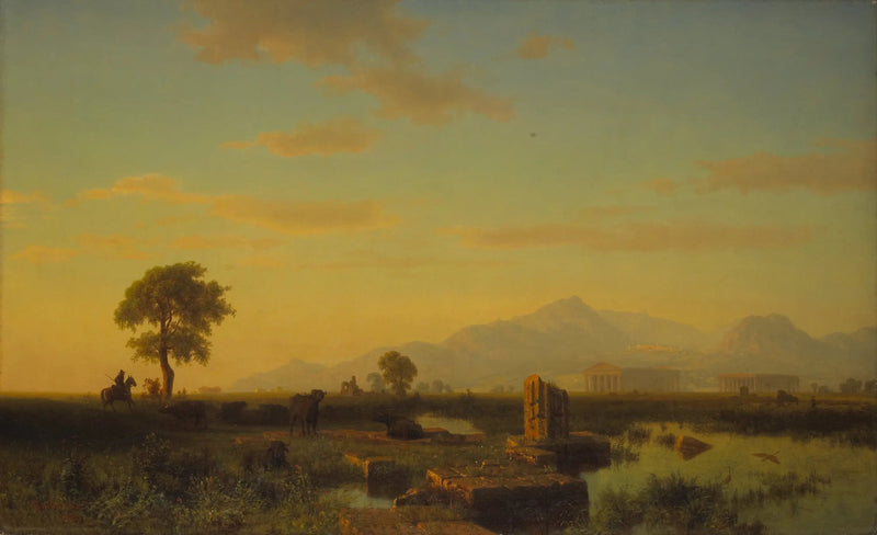 Paestumin rauniot - Albert Bierstadt