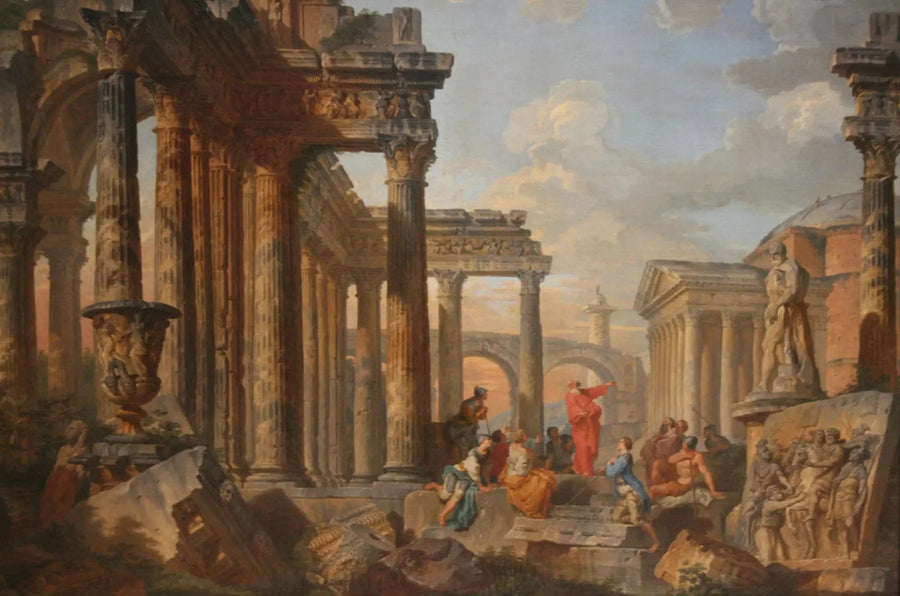 Roomalaiset rauniot predikaattorin kanssa - Giovanni Paolo Panini