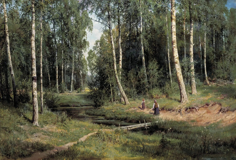 Kyläjoen virta koivumetsässä - Ivan Chichkine
