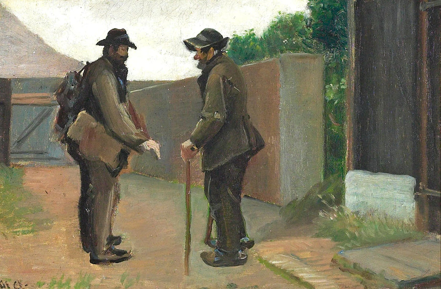 Seren Bondhagen keskustelee vanhan miehen kanssa Skagenista. - Michael Peter Ancher
