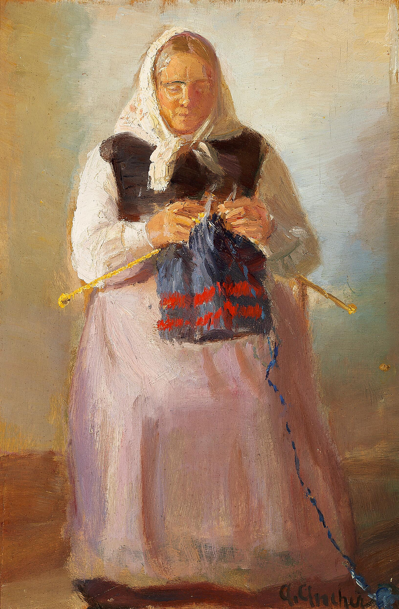 S��rine M���knitting, Skagen. -Anna Ancher