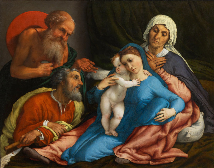 Sacra Famiglia pyhien Girolamo ja Anna kanssa - Lorenzo Lotto