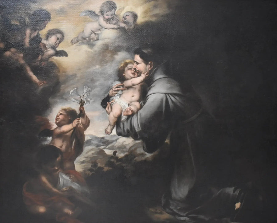 Pyhä Antoine de Padoue palvoo Jeesus-lasta - Bartolomé Esteban Murillo