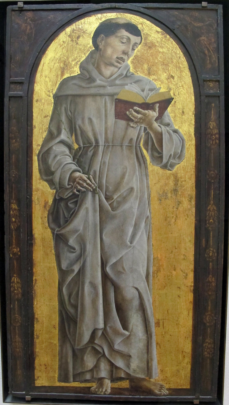 Pyhä Antoine de Padoue lukemassa - Cosmè Tura