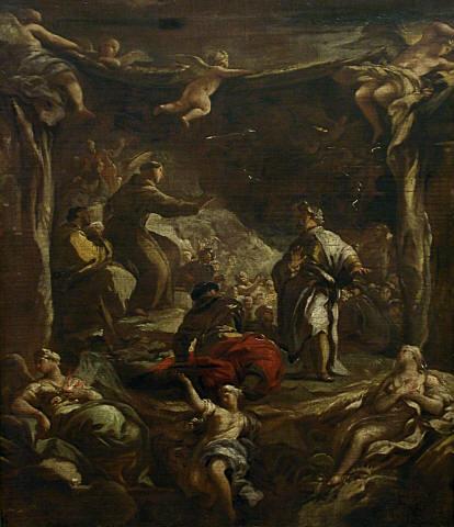 Pyhä Antoine de Padoue nuhtelee tyranni Ezzelinoa - Luca Giordano