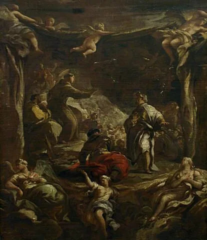 Pyhä Antoine de Padoue nuhtelee tyranni Ezzelinoa - Luca Giordano