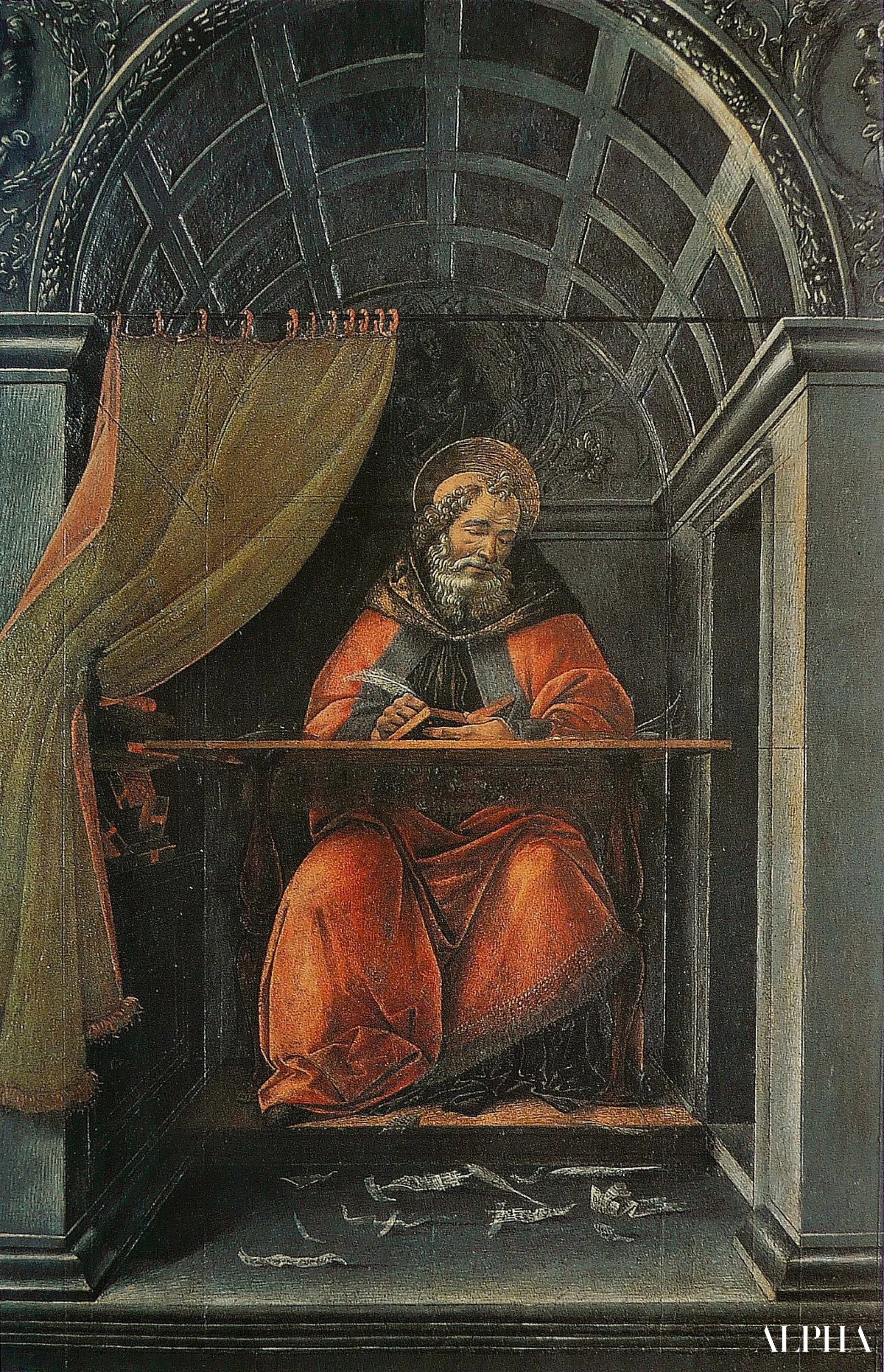 Pyhä Augustinus asiassa - Sandro Botticelli - Korkealaatuiset taulujen ja maalauksien reproduktiot