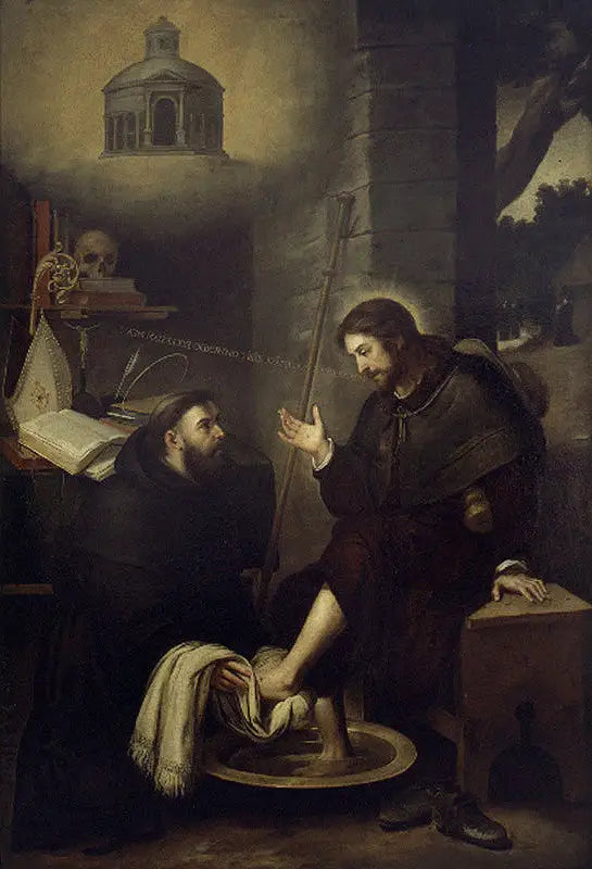 Pyhä Augustinus pesee Kristuksen jalat - Bartolomé Esteban Murillo