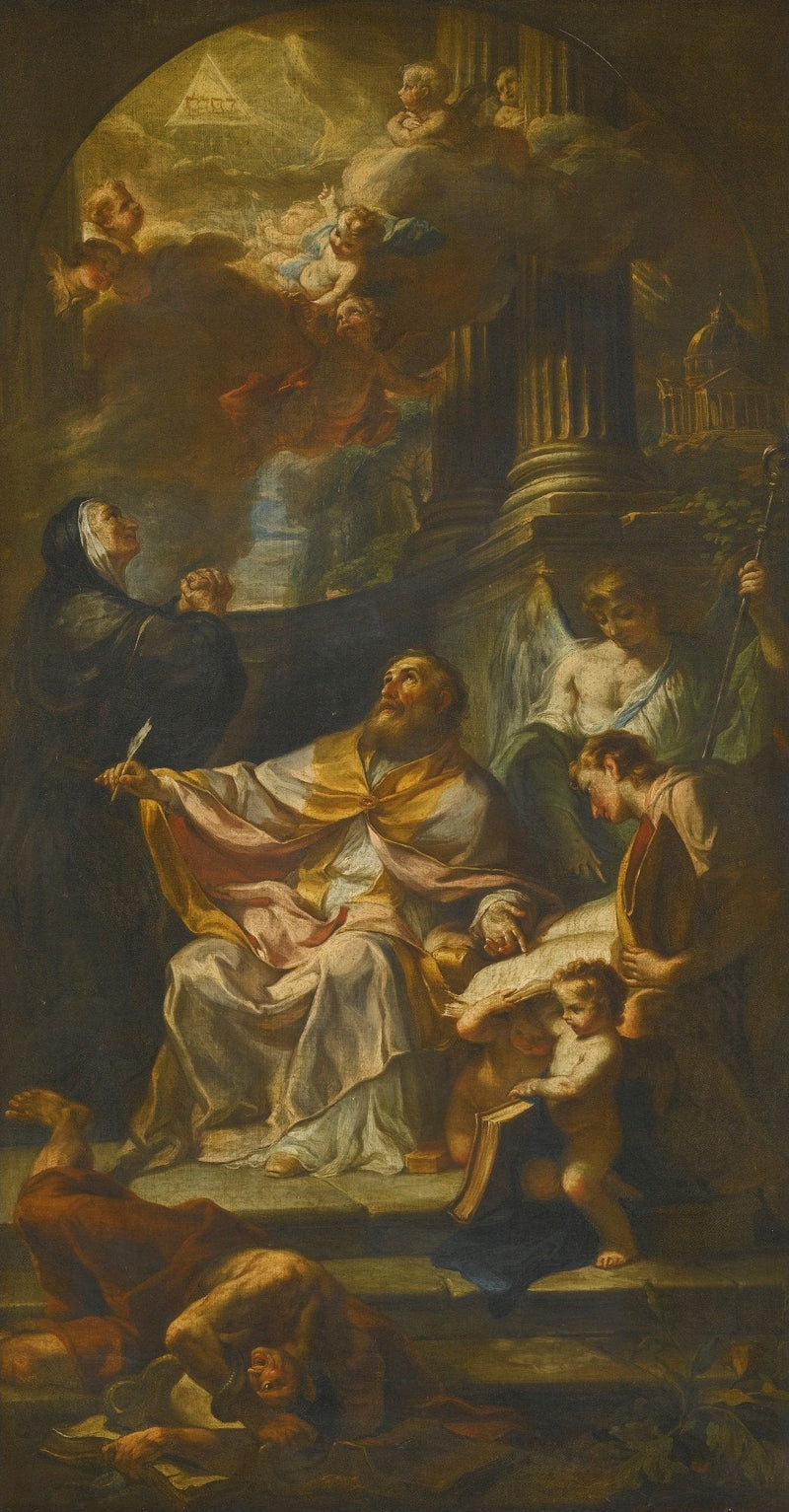 Pyhä Augustinus voitolla harhaopista - Francesco Solimena
