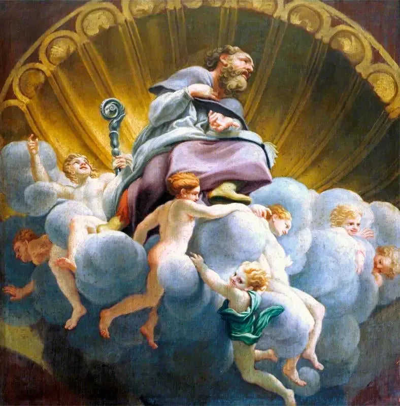 Pyhä Bernardus enkelien ympäröimänä (kopio Parmen katedraalin kupolin freskosta) - Antonio da Correggio