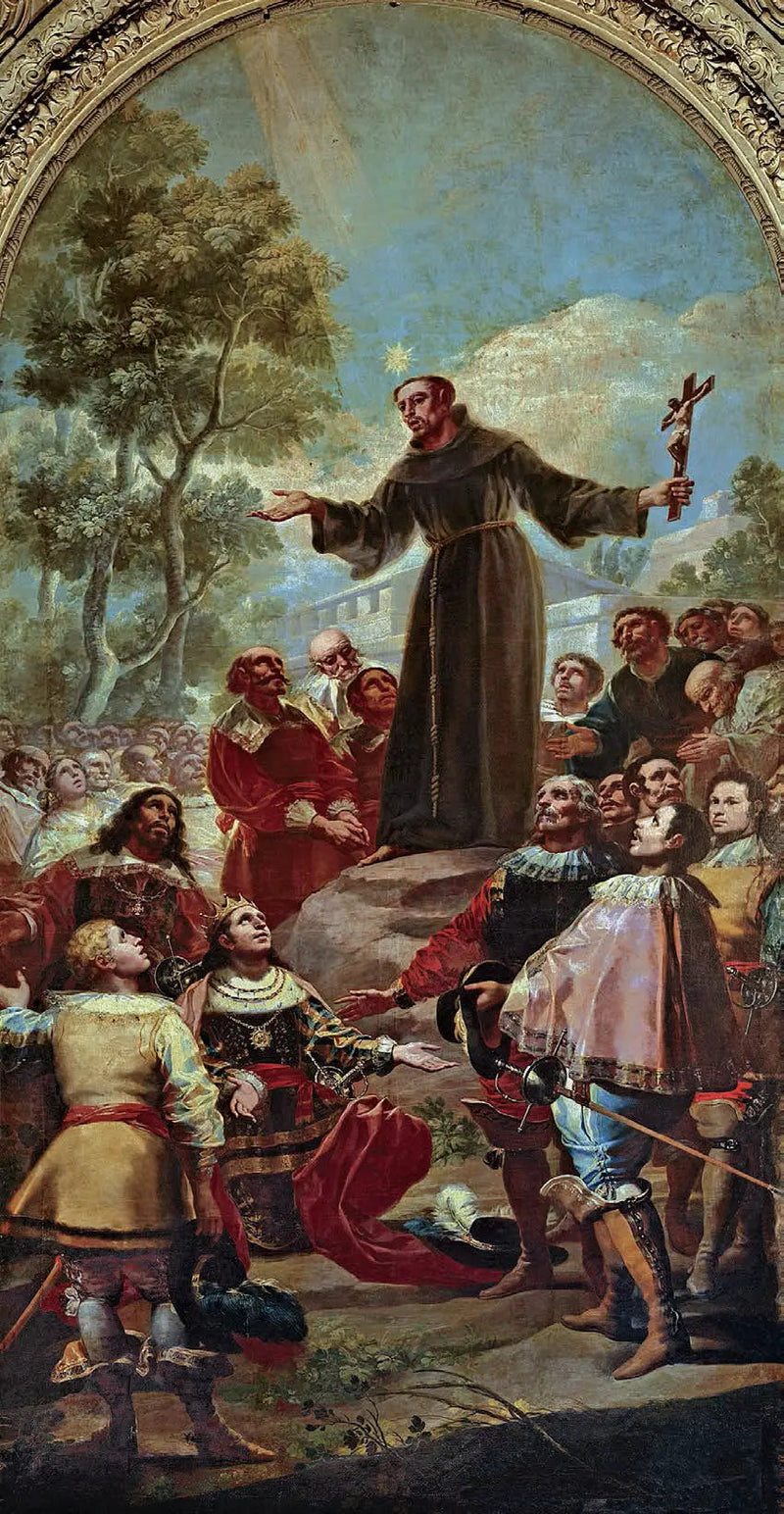 Saint Bernardin de Siena saarnaamassa Alphonse V Aragonilaisen edessä - Francisco de Goya
