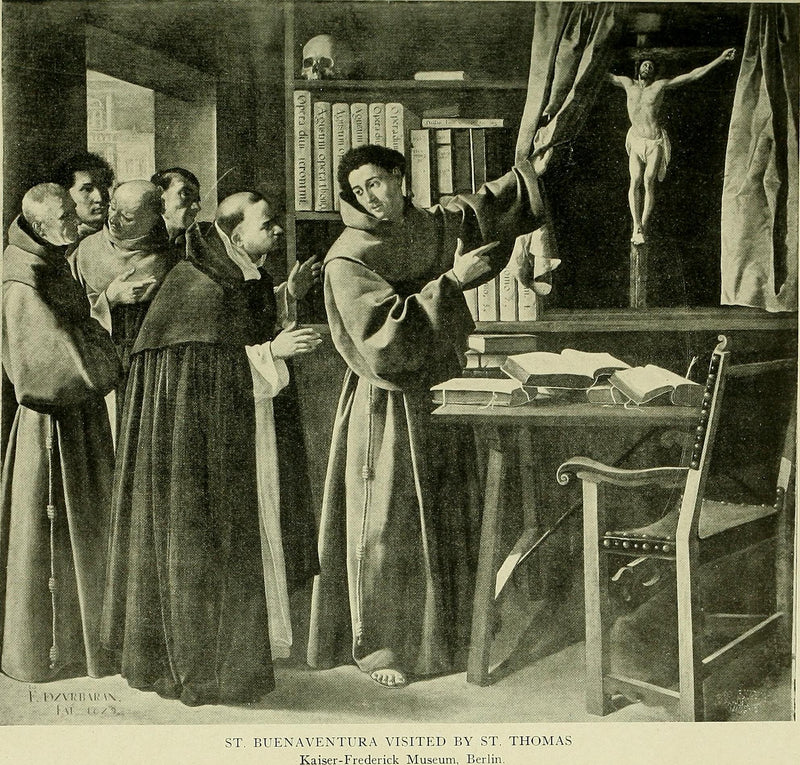 Pyhä Bonaventura ja pyhä Thomas Aquinas ristiinnaulitun edessä - Francisco de Zurbarán