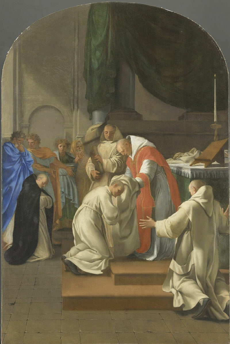 Pyhä Bruno antaa vaatteen useille ihmisille - Eustache Le Sueur