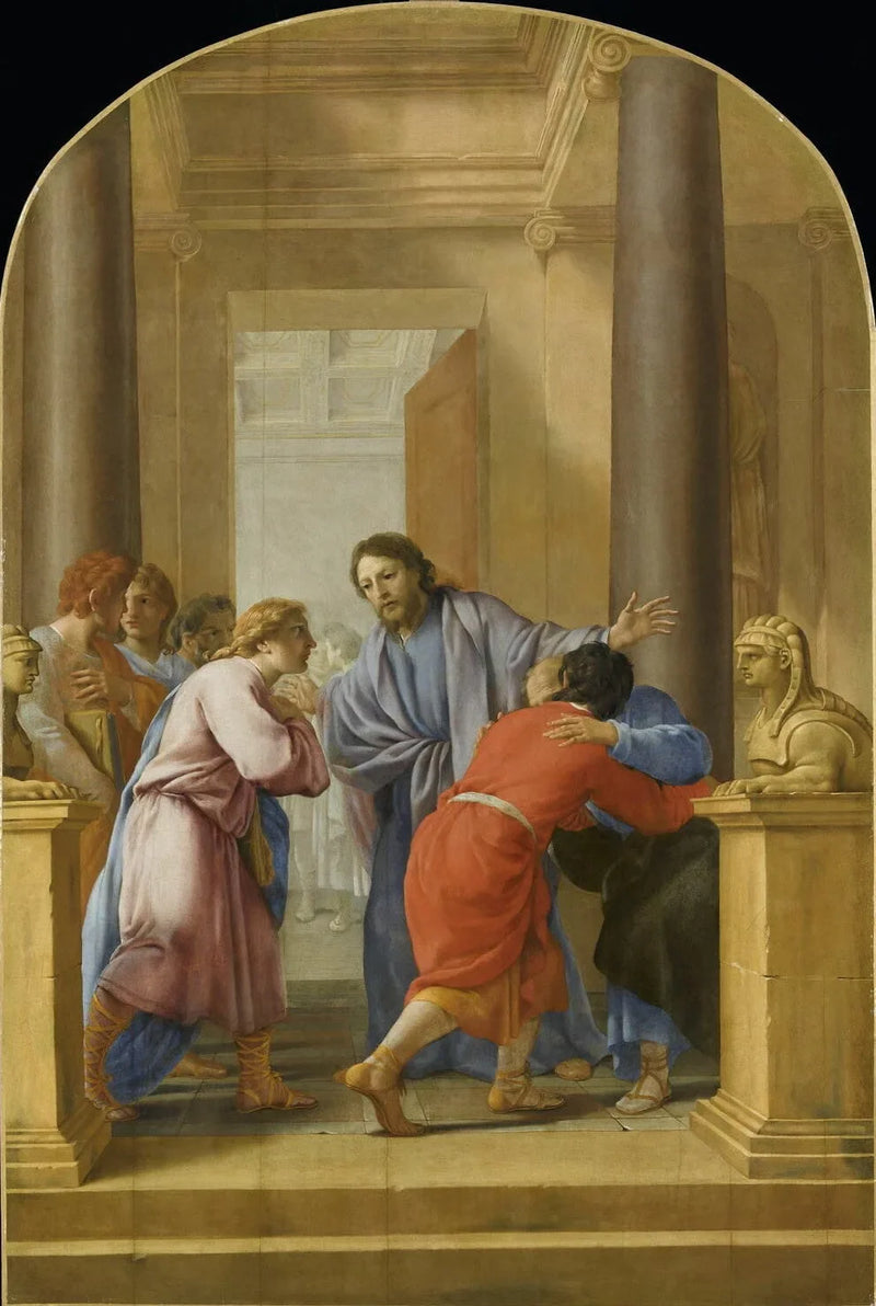 Pyhä Bruno kutsuu opetuslapsensa ja ystävänsä jättämään maailman - Eustache Le Sueur