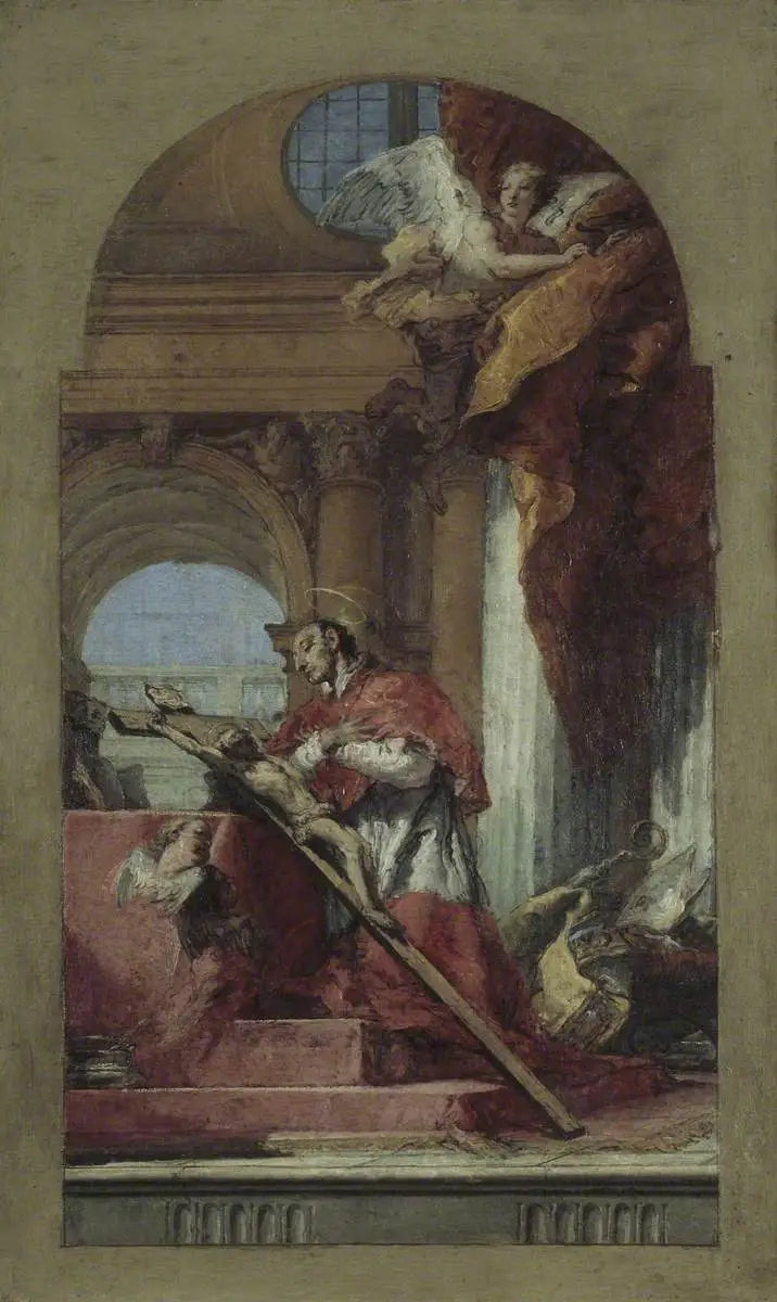 Pyhä Kaarlo Borromeo mietiskelemässä ristiä - Giovanni Battista Tiepolo