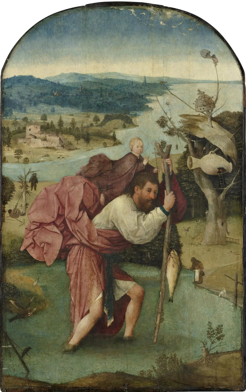 Pyhimys Christophe, joka kantaa Jeesus-lasta - Hieronymus Bosch