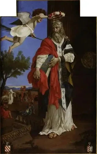Pyhä Denys Areopagita enkelin kruunaamana - Nicolas Poussin
