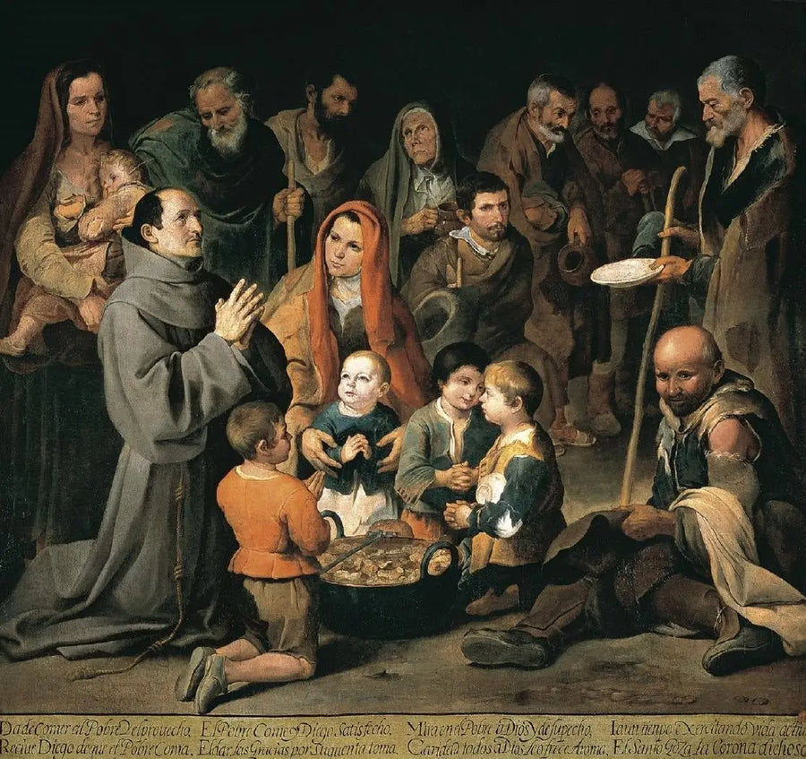 Saint Didaque d'Alcalá ruokkii köyhiä - Bartolomé Esteban Murillo