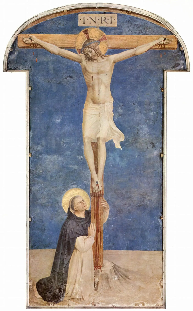 Pyhä Dominique rukoilemassa ristiinnaulitsemisen edessä - Fra Angelico